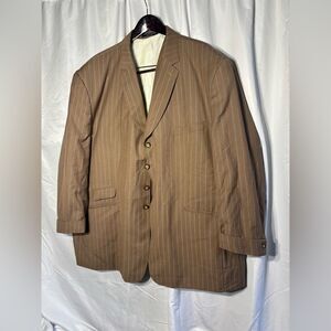 Men's Brown Pinstripe Michael Irvin 88 Tailored Suit Includes 44R Jacket